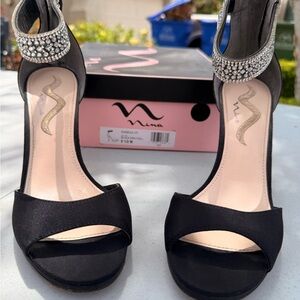 Nina Black Heels with Sparkling Silver Details